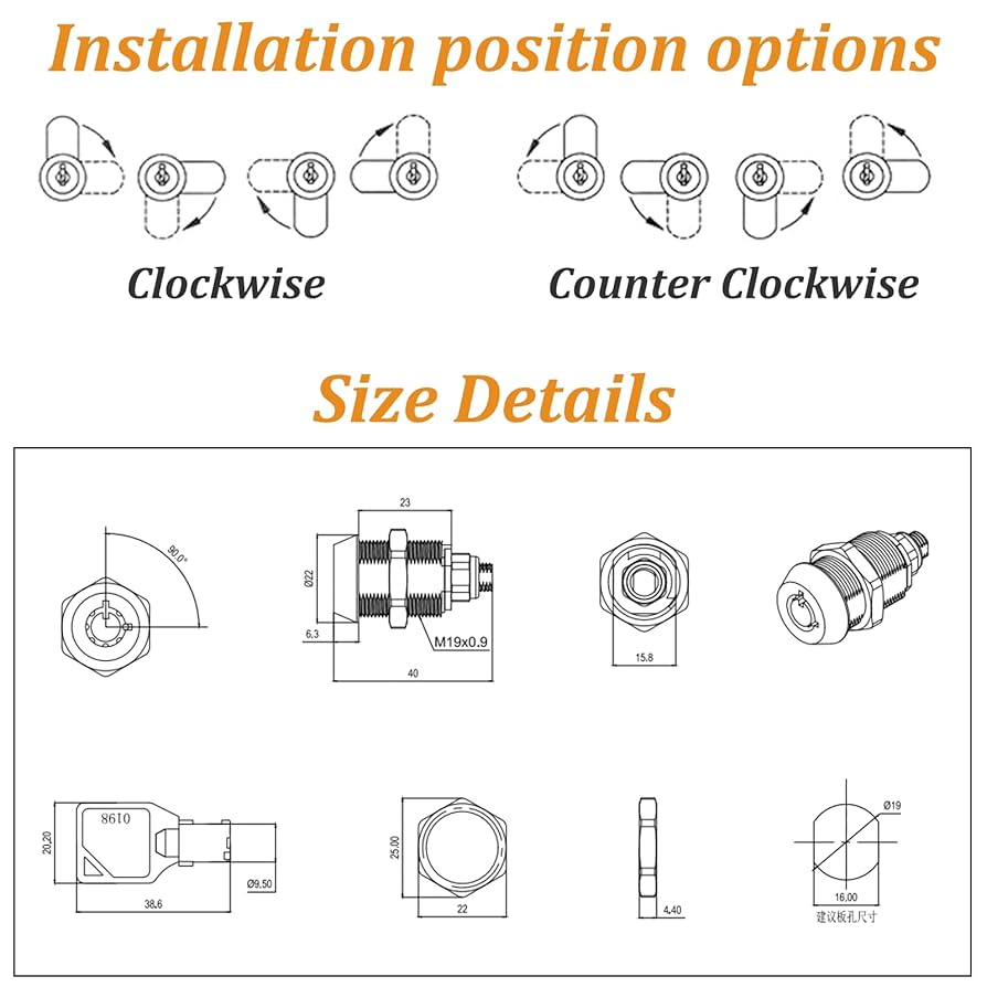 小物 Mackey AKEYSRC 2 Pack Tubular Cam Locks, Cabinet Locks with 7/8